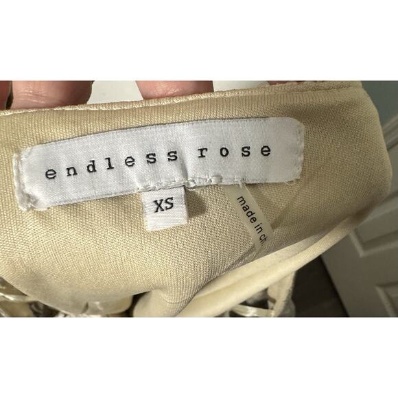 Endless Rose Tan Snake Print Sequin Ruffle Sleeve Cropped Top, XS - Picture 7 of 8